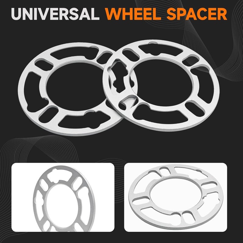 LUJIANI Store 2 Pack Universal Wheel Spacers, 1/5" (5mm) Thick Die Cast Replacement Wheel Spacer for 4 & 5 Lugs Wheels/Rims, Fits 98 to 120mm Multiple Bolts Pattern, 4x100, 4x108, 4x110, 5x114.3, 5x120 - Image 4